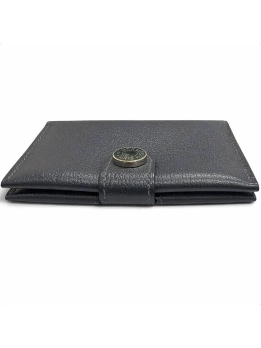 Hermes M S Evercolor Clou de Selle Card Case Blue Saphir Vert Angre